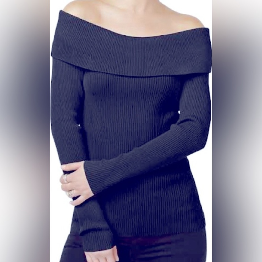 Michael Kors Midnight Blue Off-Shoulder Sweater